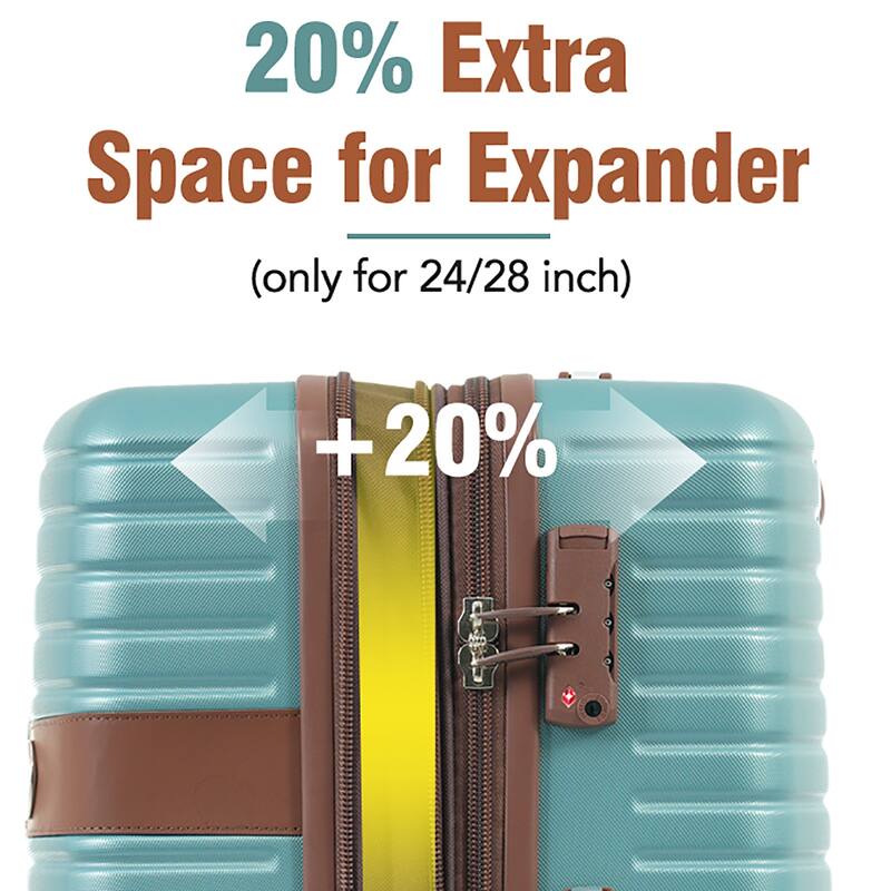 3-Piece Luggage Set, 24-Inch Hardshell ABS Luggage with Spinner Wheels, TSA Lock, 2 Packing Cubes
