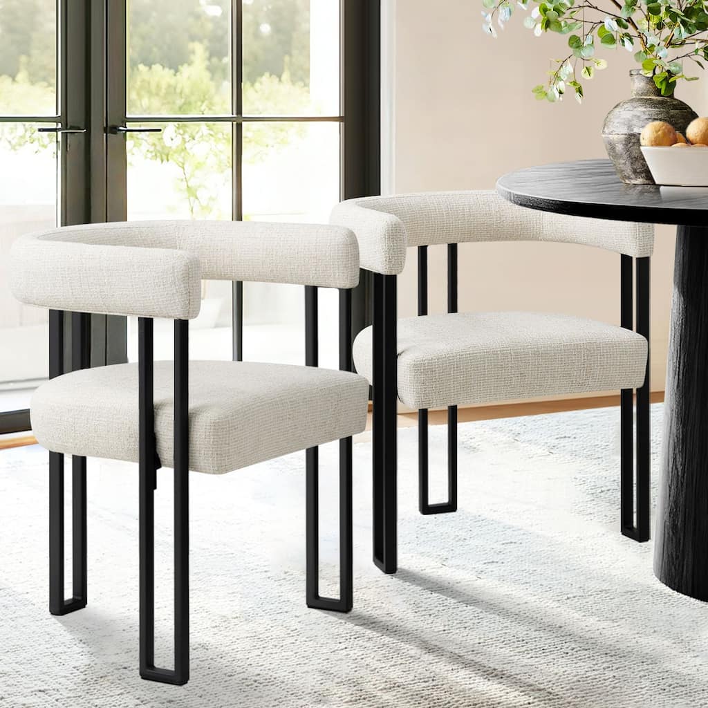 17" Seat Height Upholstered Chenille Dining Armchair (Set of 2)