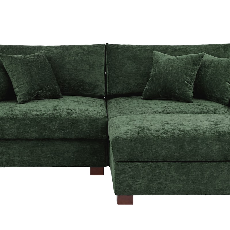 Oversized Chenille Modular Sectional Sofa Living Room Set with Ottoman