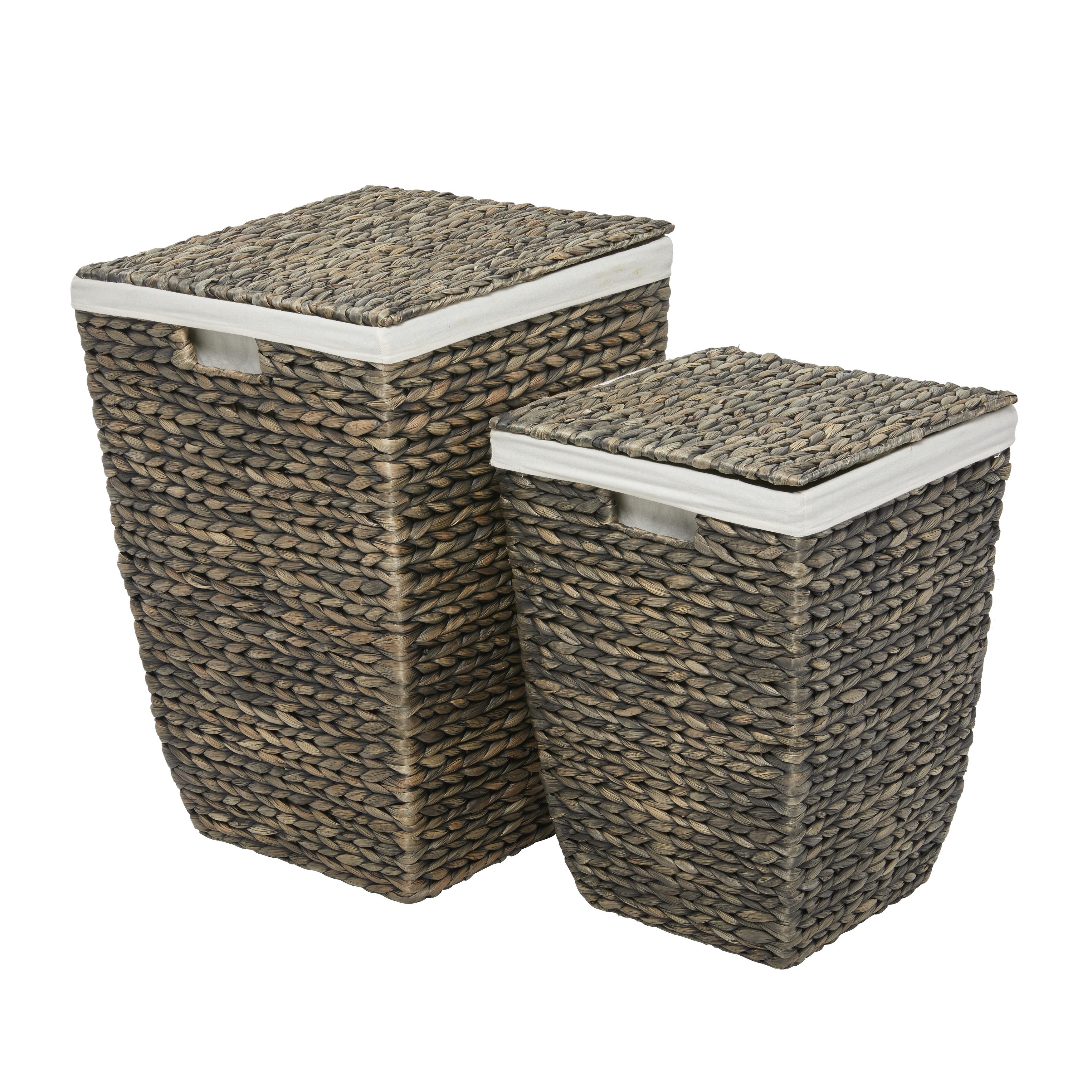 Seagrass Handmade Storage Basket with Liner and Matching Tops - Set of 2 Dark Brown - CosmoLiving by Cosmopolitan