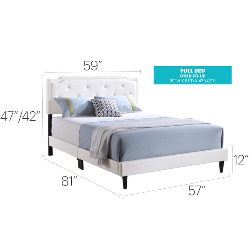 Elegant White Full Bed with Adjustable Headboard for Cozy Bedrooms
