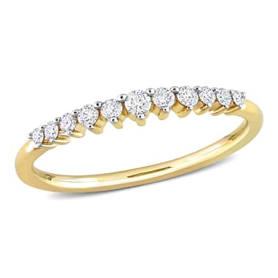 Miadora 10k Yellow Gold 1/5ct TDW Diamond Stackable Semi-Eternity Wedding Band Ring