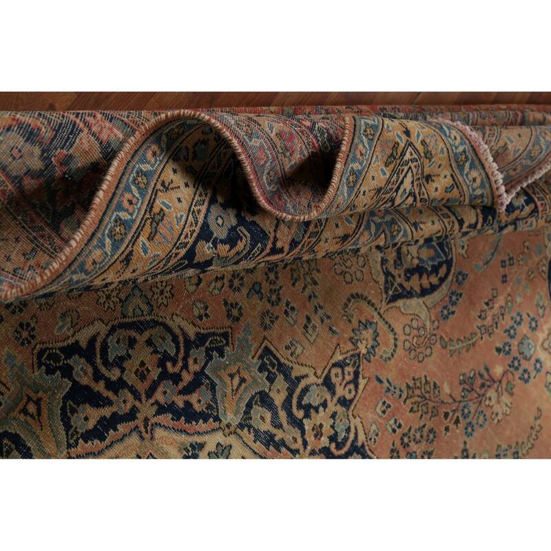 Traditional Mashad Persian Vintage Area Rug Hand-Knotted Wool Carpet - 9'5"x 12'5"