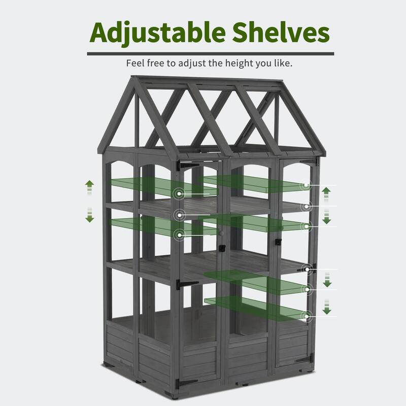 MCombo Wooden Greenhouse, Outdoor Greenhouse with Adjustable Roof Vent and 8 Lockable Door, 48" x 38.8" x 83.9" , 0851