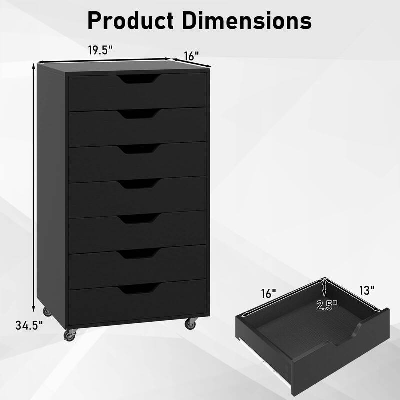 Costway 7-Drawer Chest Mobile File Cabinet Vertical Filing Organizer - See Details