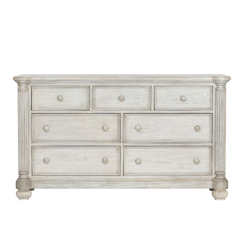 Kingsley Charleston 7 Drawer Dresser - Weathered White