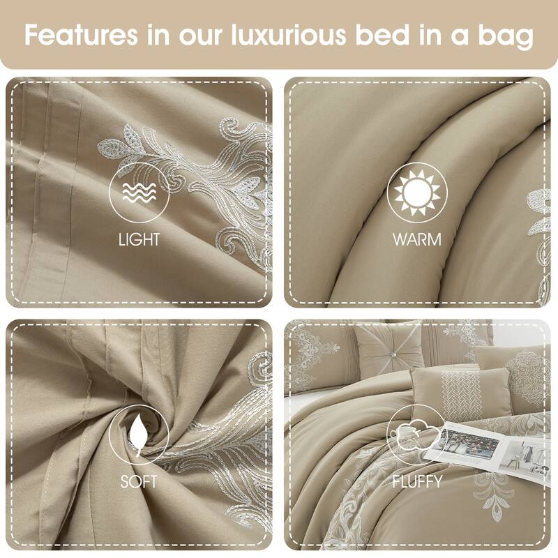 Nanshing Lacy 7 Piece Damask Embroidery Comforter Set