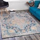 Hal Vintage Boho Traditional Pink Medallion Area Rug - 7'10" x 10'3" - Navy