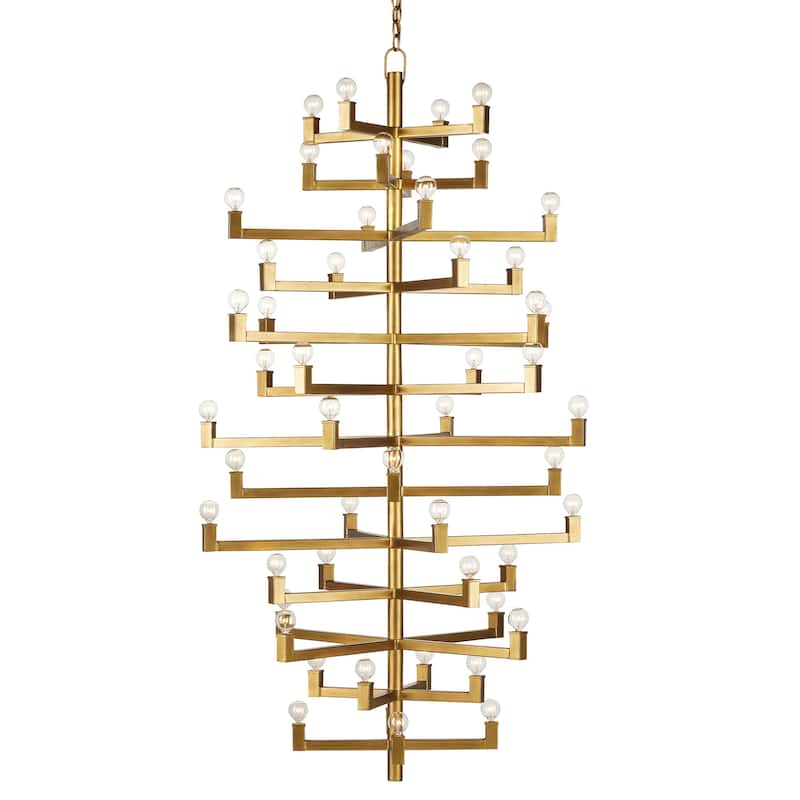 Currey & Company Andre Grande Chandelier - 71.75"h x 39.75"w x 39.75"d - 71.75"h x 39.75"w x 39.75"d - Brass