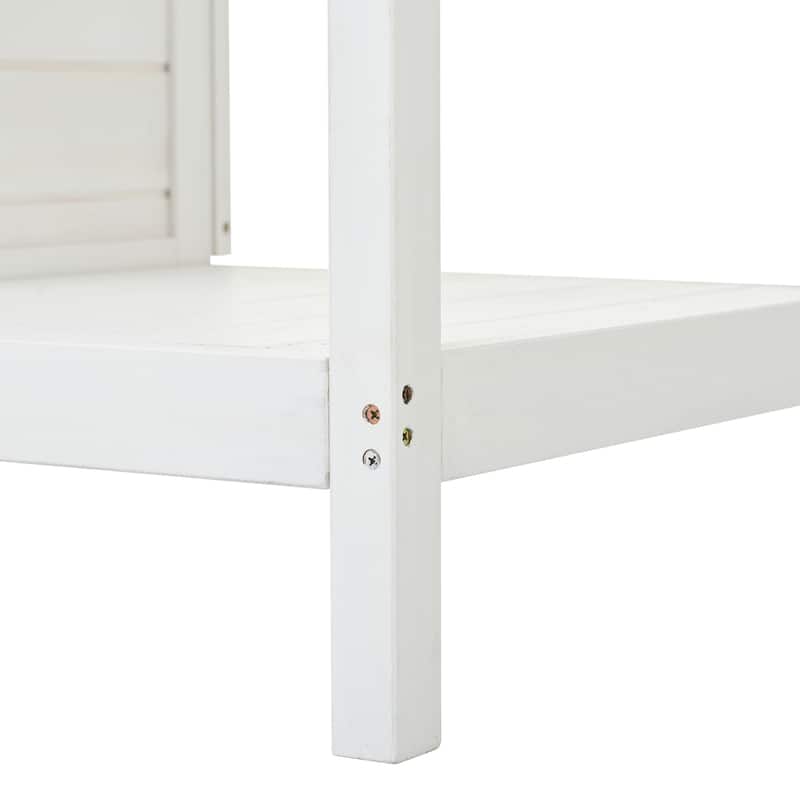 Roomfitters 66" Farmhouse Outdoor Potting Bench Table with 2 Drawers, Cabinet and Open Shelves