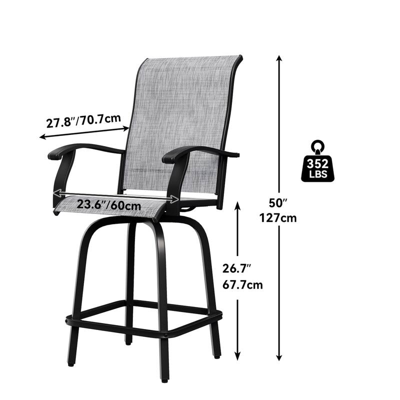 Outdoor Metal Swivel Counter-height Bar Stool Dining Chair Set of 2/4