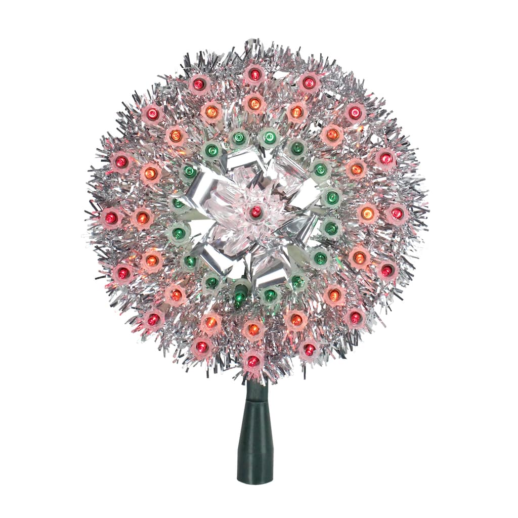 8" Pre-Lit Silver Starburst Christmas Tree Topper - Multicolor Lights - 8