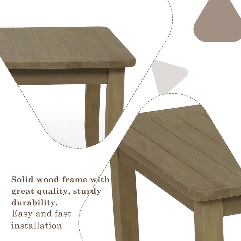 40" W Rectangular Solid Teak Outdoor Coffee Table with Curved Leg