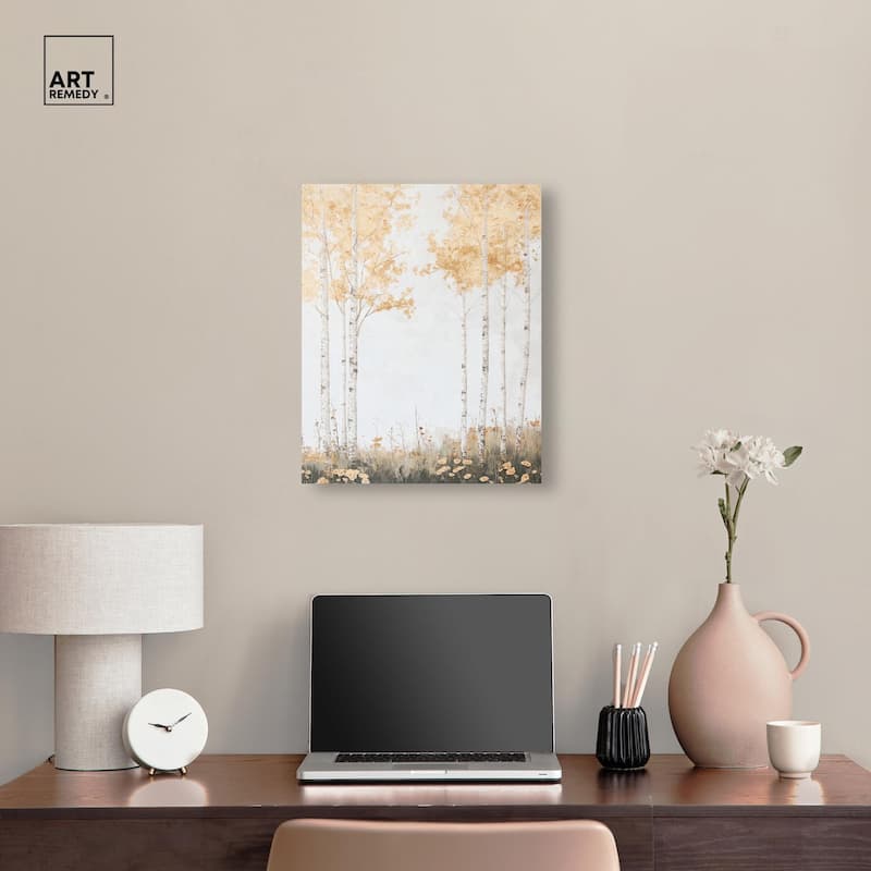 Pale Birch Reverie Canvas by Art Remedy, Gallery Wrapped
