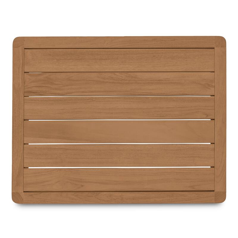 NADAAL STUDIOS Sorelle Outdoor Side Table, Solid Teak Wood, Low Profile Design, Natural Finish