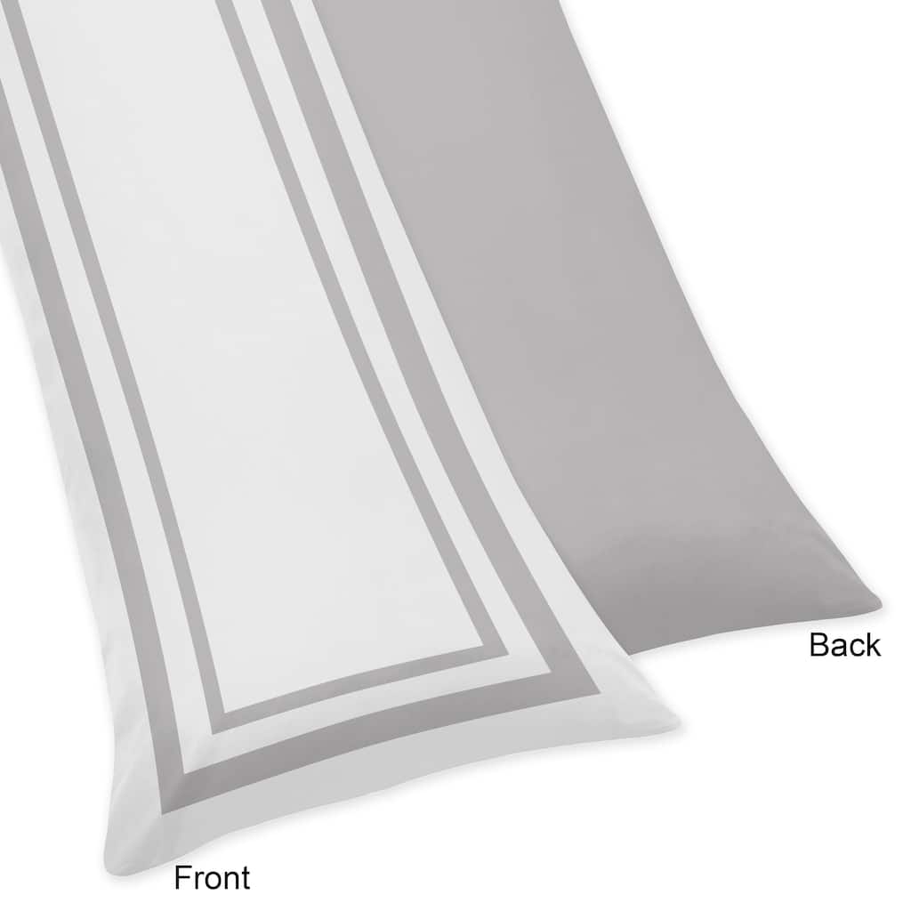 Sweet Jojo Designs White and Gray Hotel Collection Body Pillow Case - Multi