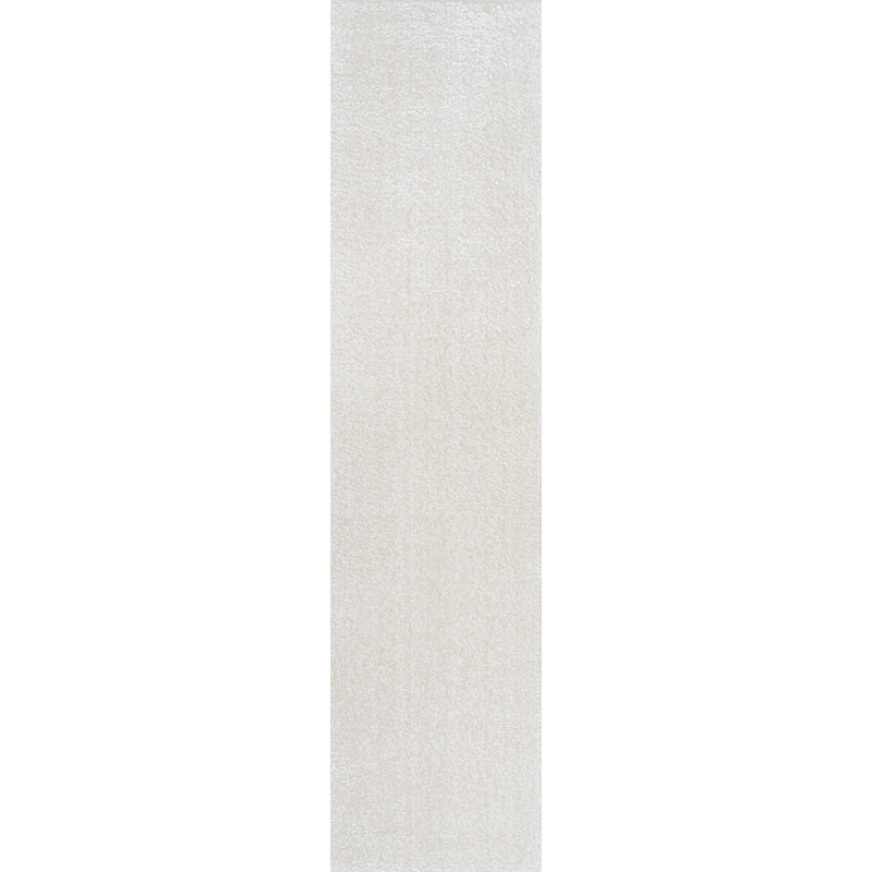 JONATHAN Y Fawning Classic Solid Low-Pile Machine-Washable Terra Area Rug - 2 X 8 - Cream