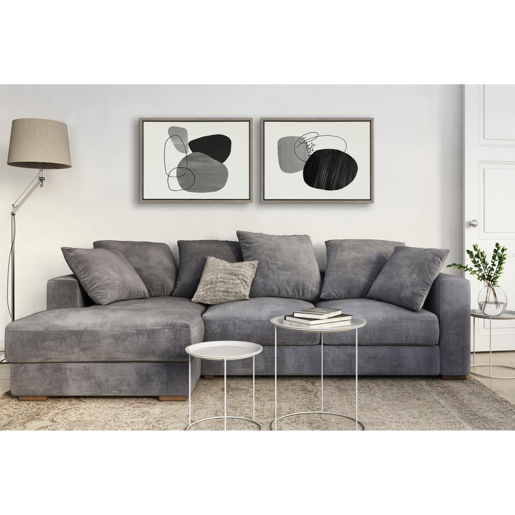 Kate and Laurel Sylvie 863 Abstract Rocks Framed Canvas by Teju Reval