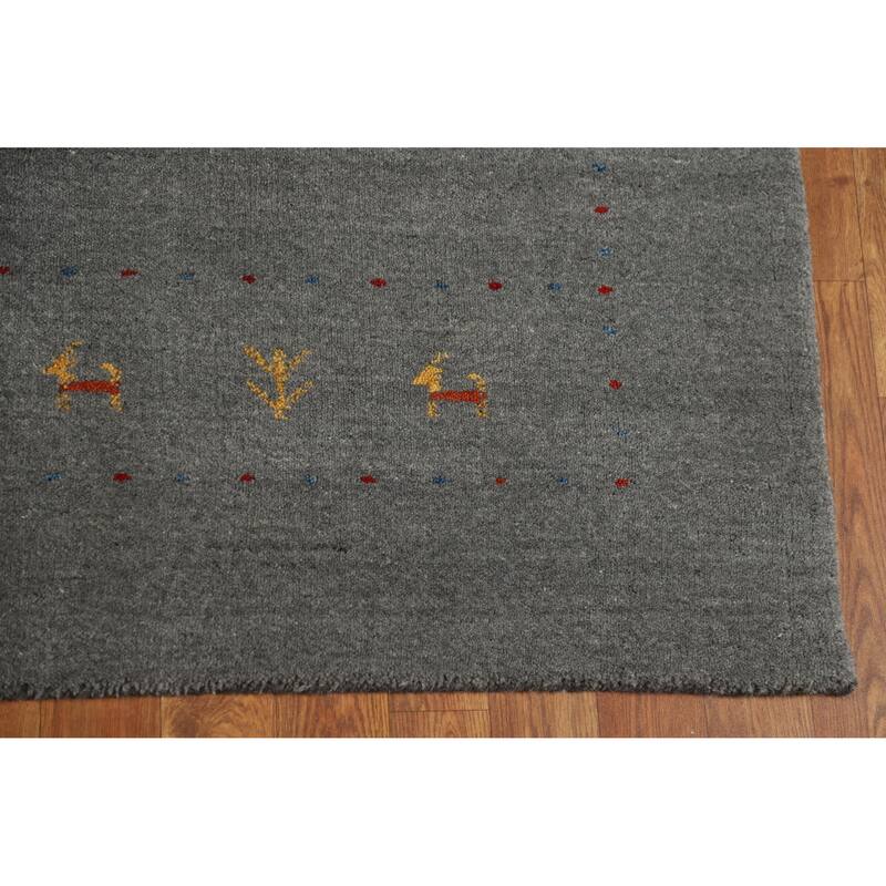 Tribal Gray Gabbeh Indian Area Rug Handmade Wool Carpet - 4'9" x 7'10"