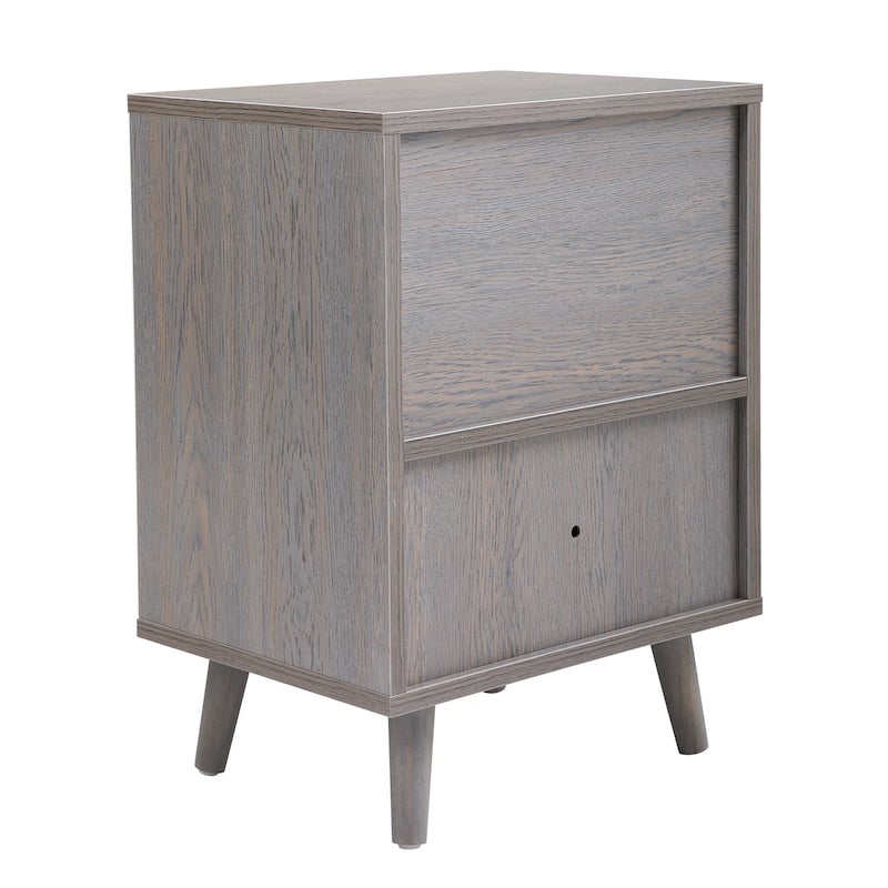 Gray Bedroom Storage Nightstand Shelf 15.7 in. L x 11.9 in. W x 21.3 in. H (Set of 2)