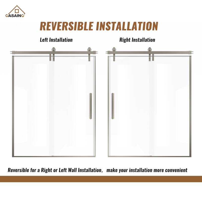 60.6 in. W x 76 in. H Framed Shower Door with Tempered Glass