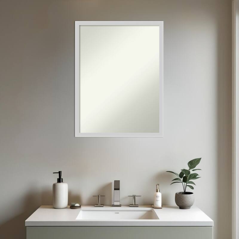 Incline Non-Beveled Wood Framed Bathroom Vanity Wall Mirror