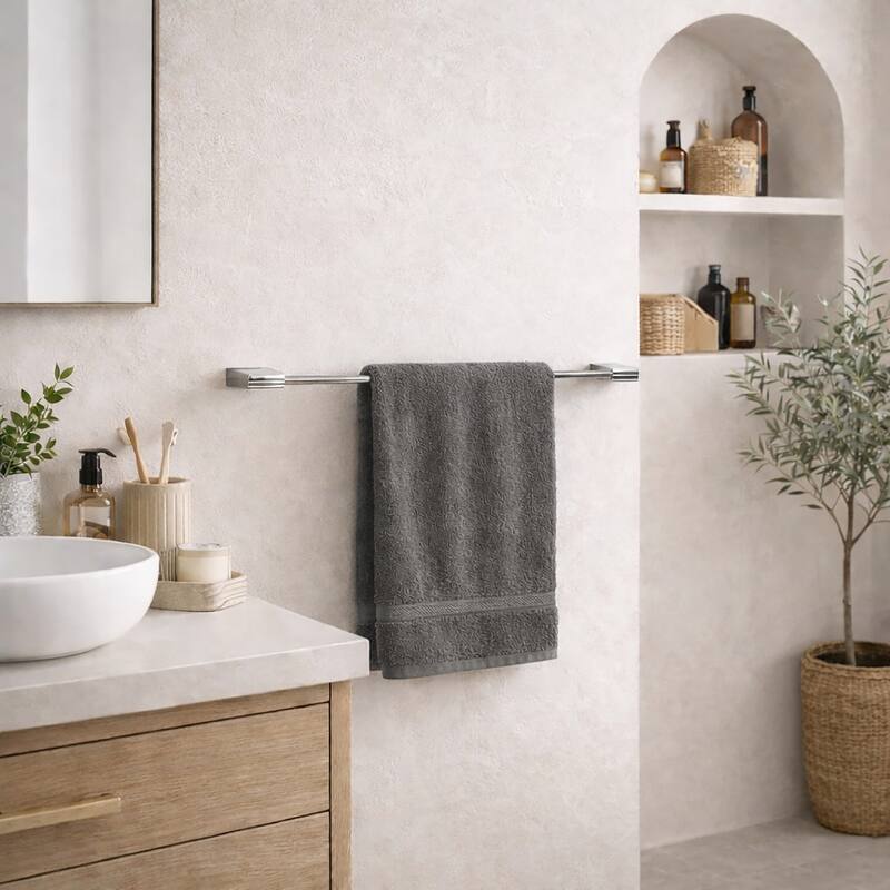 Modern Wall-Mounted 24-Inch Stainless Steel Towel Bar - 24" L x 2" D x 0.8" H