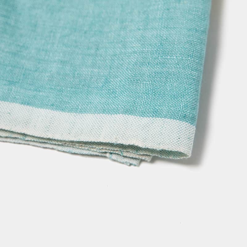 Laundered Linen Towels - Set of 2 - Aqua/Lime - 20" x 30"