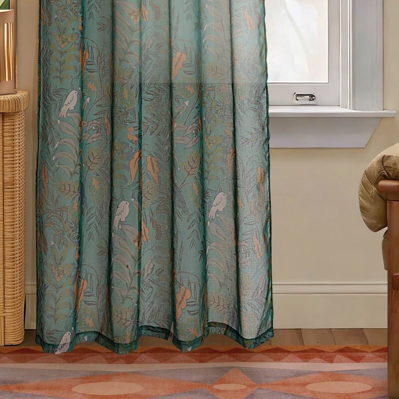 Manuela Single 84-Inch Botanical Sheer Curtain Panel by Jungalow