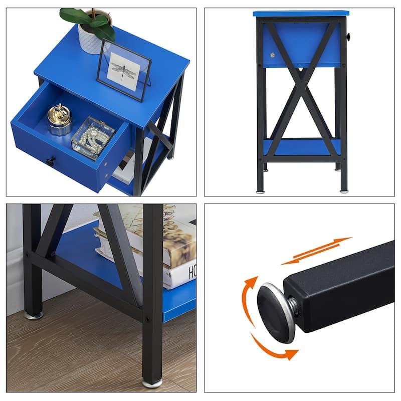 VECELO Modern Nightstand 1-Drawer with Storage Shelf, End Table/Side Table