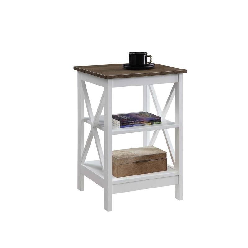 Copper Grove Cranesbill X-Base 3-Tier End Table with Shelves