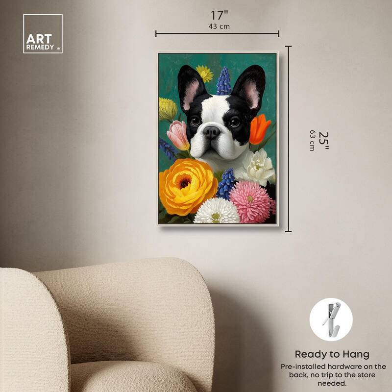 Secret Garden Frenchie Canvas by Art Remedy