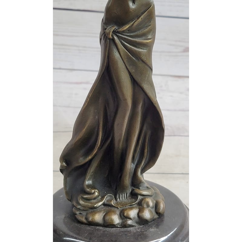 Gaia Girl Holding Moon In Front Of Sun Bronze Statue Sculpture Figure 12 Inches X 4 Inches