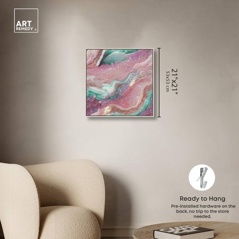 Pink and Mint Crystal III Canvas by Art Remedy