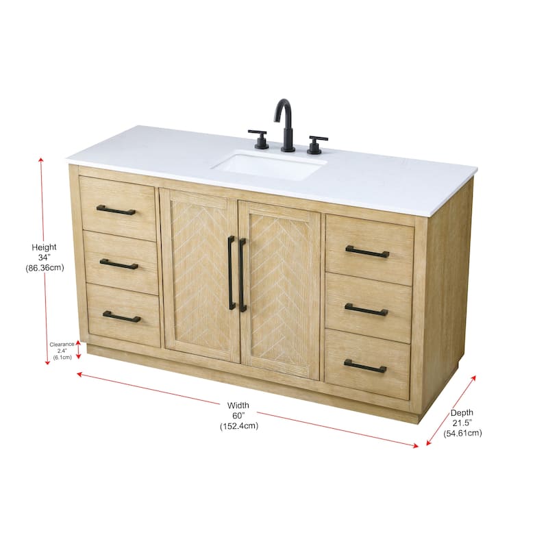 Elegant Lighting VF29060 Chase 60" Free Standing Single Basin Vanity