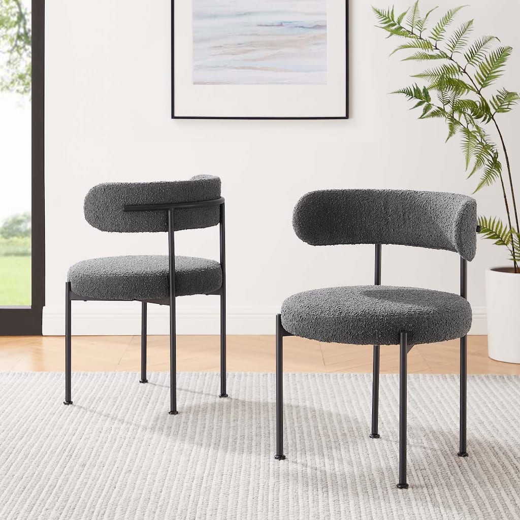 Albie Boucle Fabric Dining Chairs - Set of 2