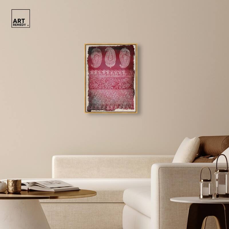 Burgundy Stamps Canvas by Art Remedy