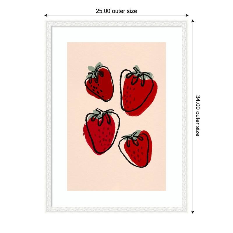 Berry Delight Sketch by Treechild Wood Framed Wall Art Print - 25 x 34 in