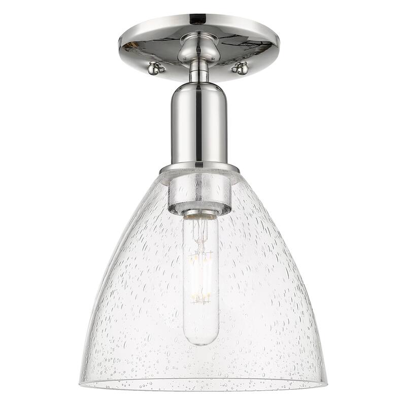 Innovations Lighting Endless Possibilities Arcadia - Bristol - 1 Light 8" Semi-Flush Mount - Polished Nickel/Seedy