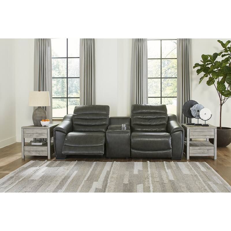 Signature Design by Ashley Center Line Power Reclining Sofa - 97"W x 40"D x 35"H - Grey/Black