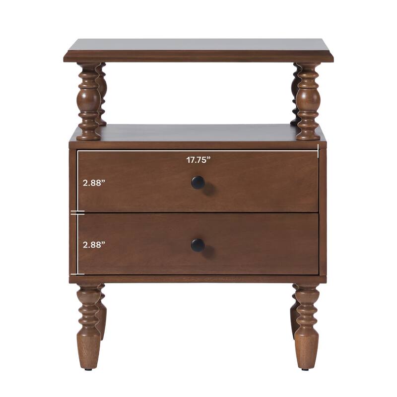 Walker Edison Spindle King Bed with 2-Drawer Nightstands Bedroom Set