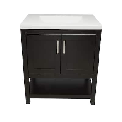 Taos 31" Bathroom Vanity with Cultured Marble Vanity Top Sink in White with White Basin