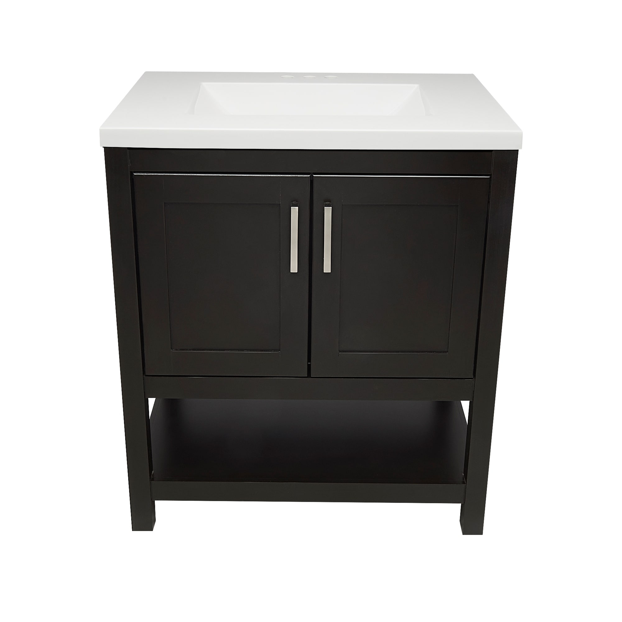 Taos 31" Bathroom Vanity with Cultured Marble Vanity Top Sink in White with White Basin