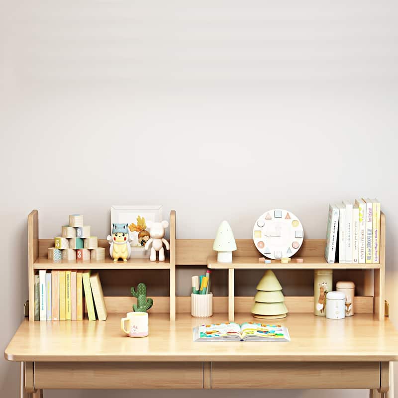 Kids Desk and Chair Set with Hutch, Wooden Study Desk for Bedroom