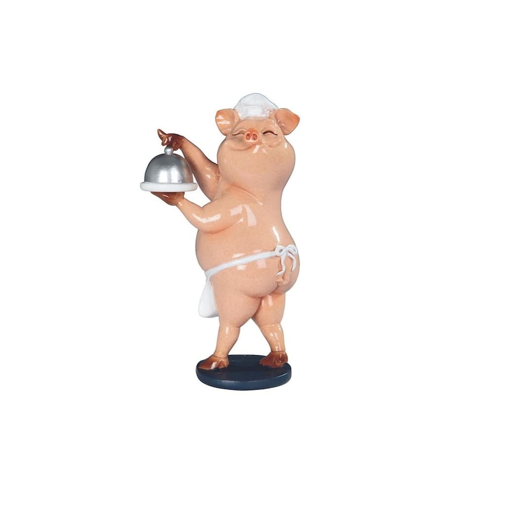Q-Max 7.75"H Piggy Chef Holding Tray Figurine