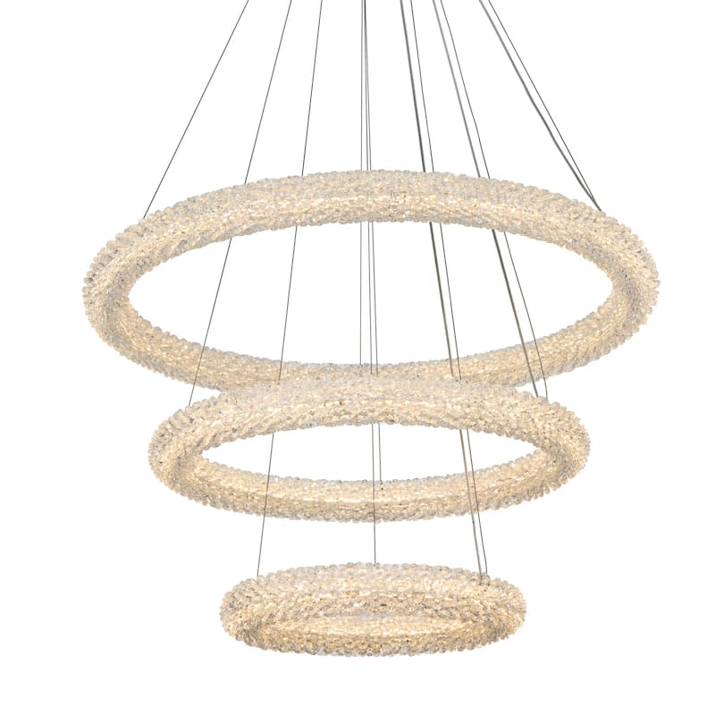 Elegant Lighting 3800G3L Bowen 32" Wide LED Crystal Ring Chandelier - - Chrome