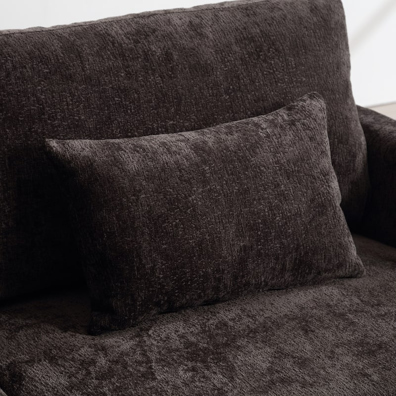 2-Seat Chenille Loveseat Sofa, Black, for Living Room and Bedroom