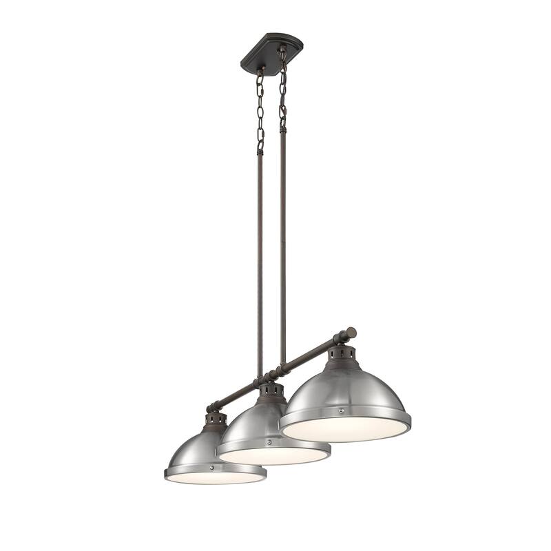 Yep by Golden Lighting Duncan 3-light Island Light in Rubbed Bronze and Pewter shade