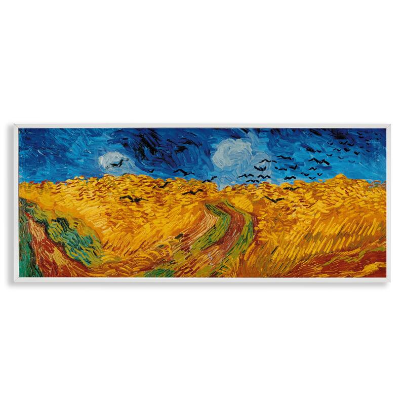 Stupell Wheat Field with Crows Classic Framed Giclee Art Design by Vincent Van Gogh