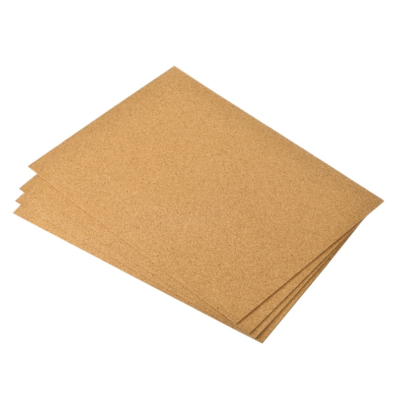 4pcs Self-Adhesive A4 Size Cork Sheets, 8.3" x 11.8" Backing Sheets - Brown